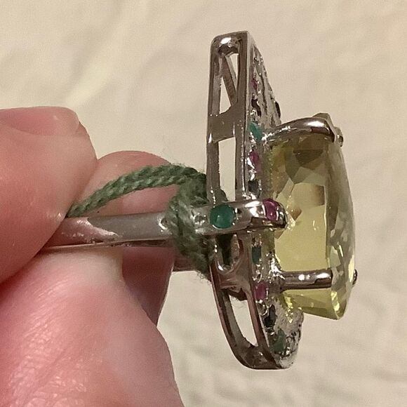 𝅺sterling SILVER 929 CITRINE/EMERALD/RUBY/BLUE SAPPHIRE WOMAN RING SIZE US 7.25 - Picture 9 of 9